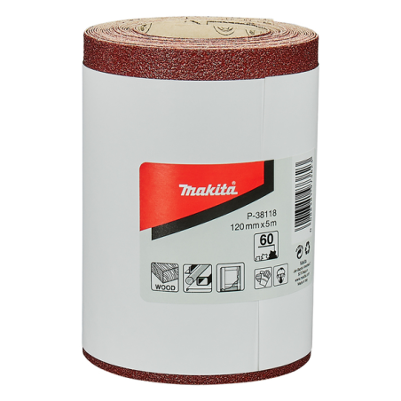 FEUILLE RECT ROULEAU BOIS/MET 115X5000MM G60 (X1) / P 38118 / 0088381973823 - D'ORIGINE MAKITA