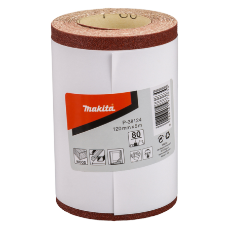 FEUILLE RECT ROULEAU BOIS/MET 115X5000MM G80 (X1) / P 38124 / 0088381973830 - D'ORIGINE MAKITA