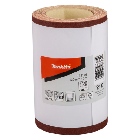 FEUILLE RECT ROULEAU BOIS/MET 115X5000MM G120 (X1) / P 38146 / 0088381973854 - D'ORIGINE MAKITA