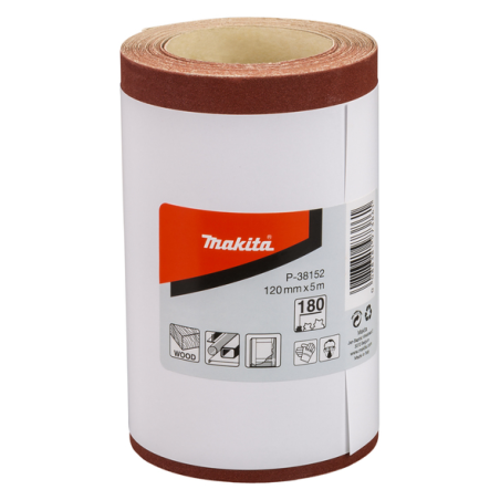 FEUILLE RECT ROULEAU BOIS/MET 115X5000MM G180 (X1) / P 38152 / 0088381973861 - D'ORIGINE MAKITA