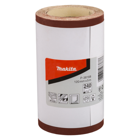 FEUILLE RECT ROULEAU BOIS/MET 115X5000MM G240 (X1) / P 38168 / 0088381973878 - D'ORIGINE MAKITA
