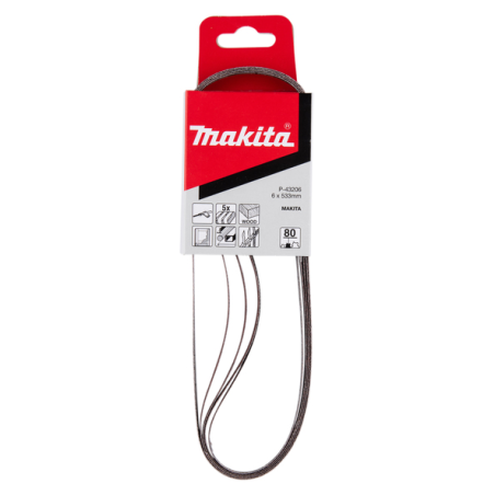 BANDE ABRASIVE BOIS/METAL 6X533MM G80 (X5) / P 43206 / 0088381971072 - D'ORIGINE MAKITA BANDE ABRASIVE BOIS/METAL 6X533MM G80 (X5) / P 43206 / 0088381971072 - D'ORIGINE MAKITA