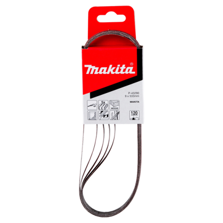 BANDE ABRASIVE BOIS/METAL 9X533MM G120 (X5) / P 43290 / 0088381971164 - D'ORIGINE MAKITA BANDE ABRASIVE BOIS/METAL 9X533MM G120 (X5) / P 43290 / 0088381971164 - D'ORIGINE MAKITA
