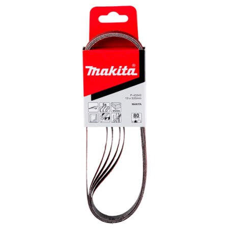 BANDE ABRASIVE BOIS/METAL 13X533MM G80 (X5) / P 43343 / 0088381971218 - D'ORIGINE MAKITA BANDE ABRASIVE BOIS/METAL 13X533MM G80 (X5) / P 43343 / 0088381971218 - D'ORIGINE MAKITA