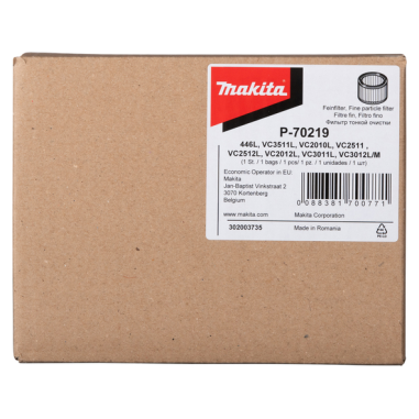 FILTRE 185X140MM / P 70219 / 0088381700771 - D'ORIGINE MAKITA