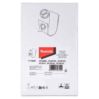 SAC FILTRE EN TISSU (x5) - P 72899 - 0088381703550 - D'ORIGINE MAKITA