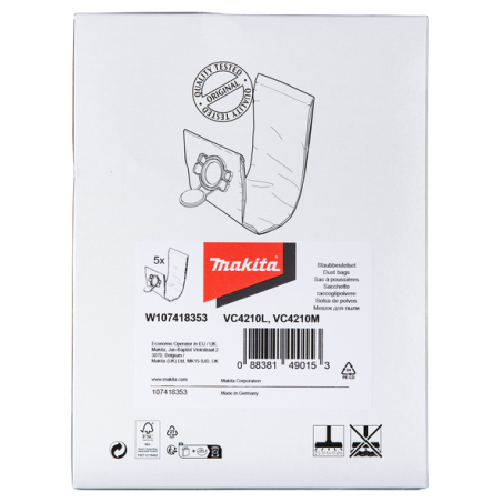 SAC FILTRE EN TISSU (5X) VC4210 - W107418353 - 0088381490153 - D'ORIGINE MAKITA