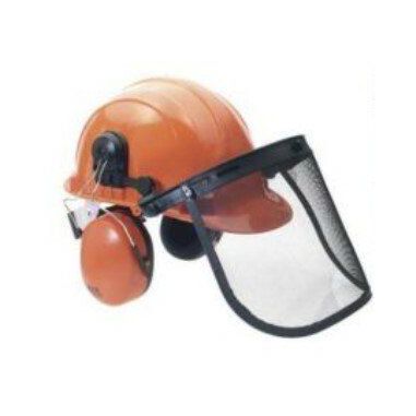 KIT CASQUE FORESTIER + COQUILLES + VISIERE GRILLAGEE - ORANGE