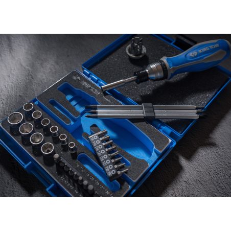 COFFRET TOURNEVIS A CLIQUET 39 PCS AVEC ACCESSOIRES KING TONY