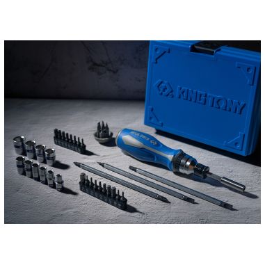 COFFRET TOURNEVIS A CLIQUET 39 PCS AVEC ACCESSOIRES KING TONY