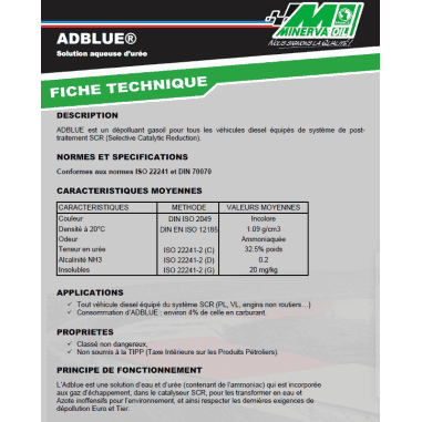 AdBlue DEPOLLUANT GASOIL AD BLUE - ADDITIF POUR VEHICULES DIESEL