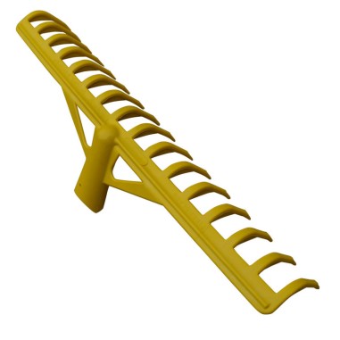 RATEAU FIBRE JAUNE A BUNKER 16 DENTS COURBES SANS MANCHE 523018 OUTIL PERRIN / 3239045230180