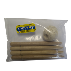 CORDEAU  4 PIQUETS BOIS 30 CM CORDE 35 M EN COTON 2 MM 582121 OUTIL PERRIN - 3239045821210