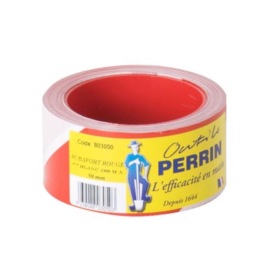 RUBAFORT ROUGE ET BLANC 100 M X 50 mm 803050 OUTIL PERRIN / 3239048030503