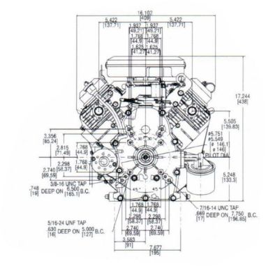 MOTEUR VANGUARD 570 CC D25 4 DE DM 16A SANS RESERVOIR 3564470123B5/3564470123B5T1001/3564470668B5U00010)