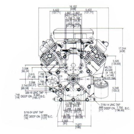 MOTEUR VANGUARD 570 CC D25 4 DE DM 16A SANS RESERVOIR 3564470123B5/3564470123B5T1001/3564470668B5U00010)