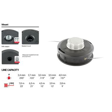 TETE A FIL NYLON TAP N'GO UNIVERSELLE A ENROULEMENT SIMPLIFIE (+ 5 RONDELLES)