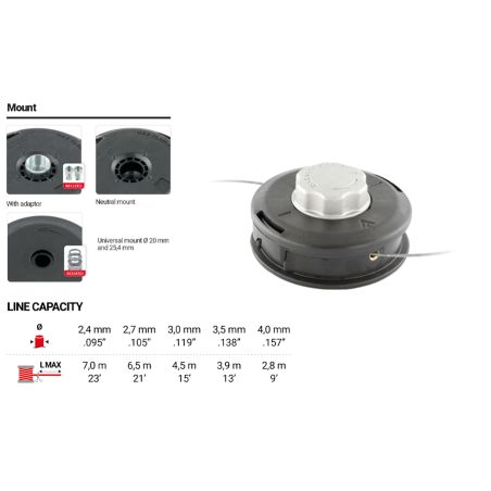 TETE A FIL NYLON TAP N'GO UNIVERSELLE A ENROULEMENT SIMPLIFIE (+ 5 RONDELLES)