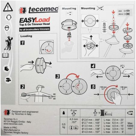 TETE A FIL NYLON TAP N'GO UNIVERSELLE A ENROULEMENT SIMPLIFIE (+ 5 RONDELLES)