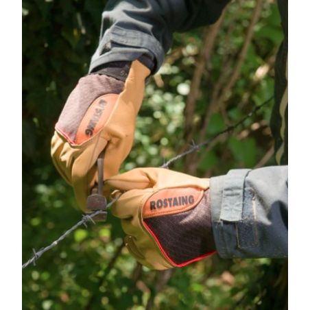 PAIRE DE GANTS EN CUIR RENFORCES CLOTURE - ROSTAING
