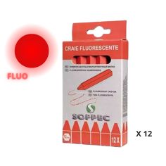 CRAIE ROUGE FLUO POUR MARQUAGE (BOITE DE 12) - SOPPEC