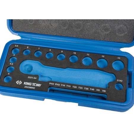 COFFRET DE CLIQUET 1-4 + DOUILLES METRIQUES - 25 PIECES KING TONY