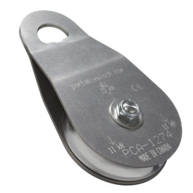 POULIE SIMPLE A CÔTES OSCILLANTS EN ACIER INOX AVEC ROUE D'ALUMINIUM 100 MM POUR TREUIL