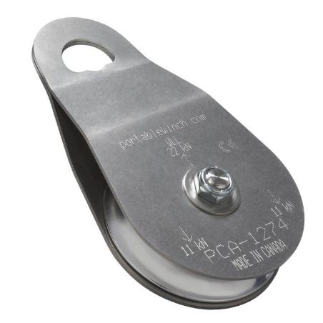 POULIE SIMPLE A CÔTES OSCILLANTS EN ACIER INOX AVEC ROUE D'ALUMINIUM 100 MM POUR TREUIL