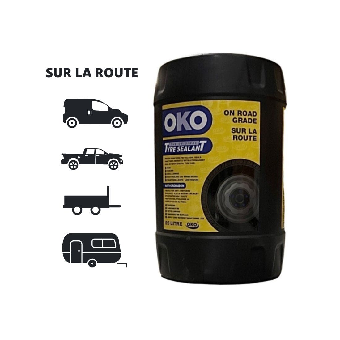 BIDON D'ANTICREVAISON POUR PNEUS ROUTIERS (- de 5 tonnes) 25L - OKO