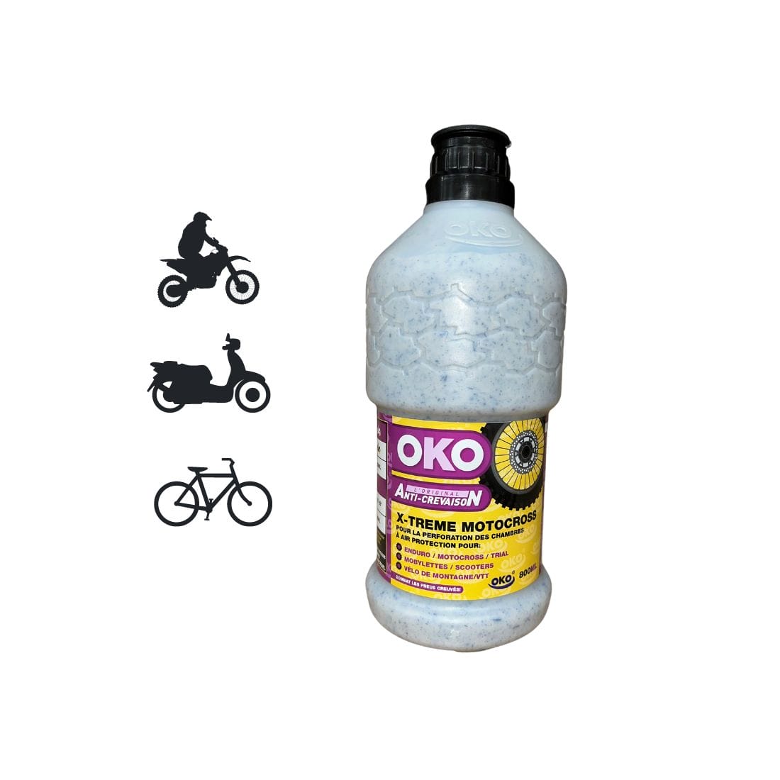 FLACON D'ANTICREVAISON POUR PNEUS MOTOCROSS/VTT/SCOOTER 0.8L - OKO