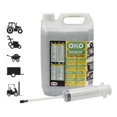 BIDON DE 5L PRODUIT ANTICREVAISON (POUR TRACTEUR, MACHINE AGRICOLE, TONDEUSE AUTOPORTÉES ET BROUETTES) + SERINGUE - OKO