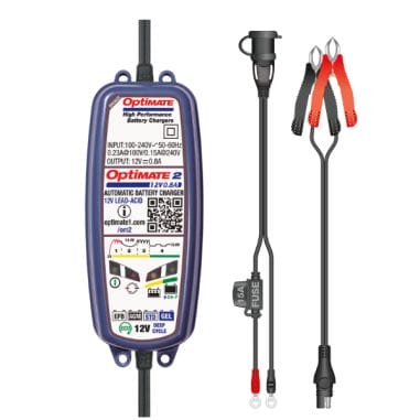 CHARGEUR DE BATTERIE PLOMB/ACIDE de 2 - 0.8Amp - 3 à 96 Ah- 12V - 0.8Amp