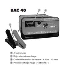CHARGEUR DE BATTERIE PLOMB / ACIDE BAC30 de 5 à 55 Ah - 12V - 2.5A 2