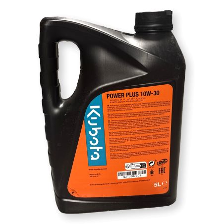 BIDON DE 5 LITRES HUILE KUBOTA POWER PLUS 10W30 API CK-4, CJ-4-SL (TIER 4 & 5) - POUR MOTEUR DIESEL - W21UE07005