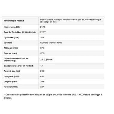 MOTEUR INTEK 344 cc 13,5 CV Ø 25.4MM L:80MM DE FH (SANS POT) - BRIGGS&STRATTON