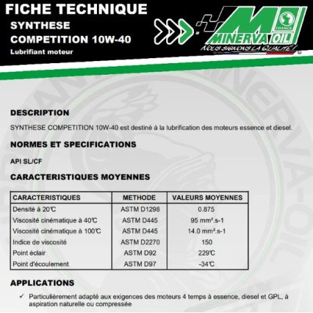  HUILE VOITURE 5L - MOTEUR TSC 5W40- MINERVA