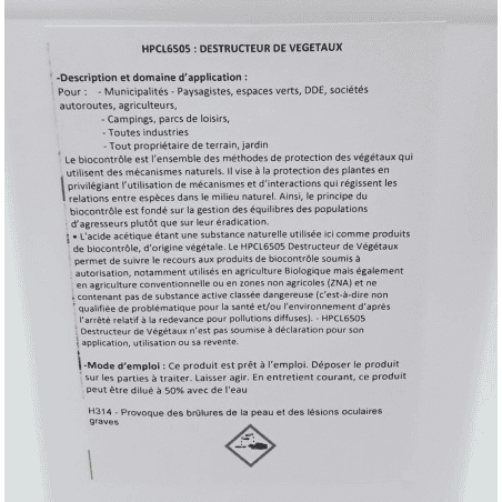 BIDON 5L DESHERBANT DE VEGETAUX 100% BIODEGRADABLE BIDON 5L DESHERBANT DE VEGETAUX 100% BIODEGRADABLE