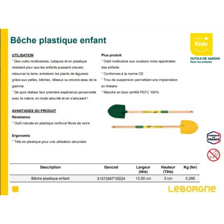 BÊCHE POUR ENFANT AVEC MANCHE BOIS CERTIFIÉ PEFC 100% - LEBORGNE